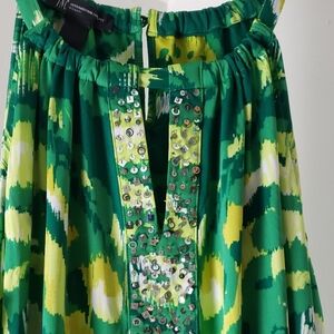 INC International Concepts Green and Yellow Midi Dress